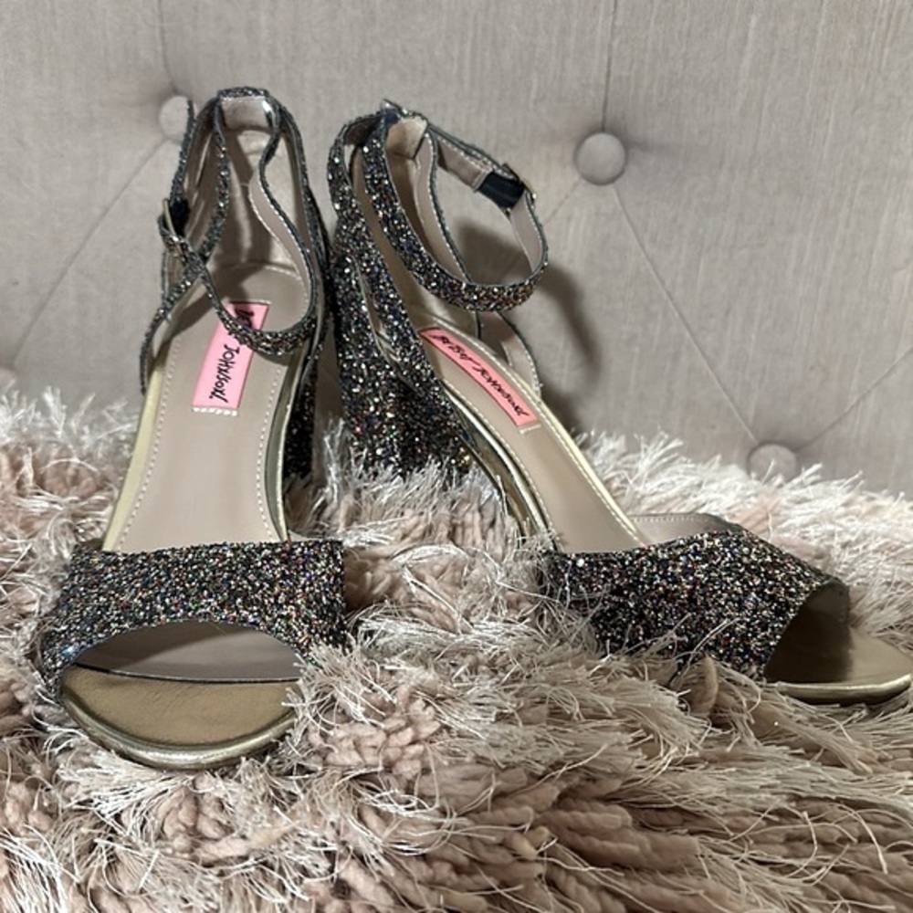 Betsey Johnson Rainbow Glitter Heels